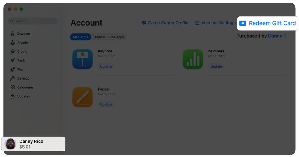 نحوه ردیم گیفت کارت اپل در مک (macOS)
