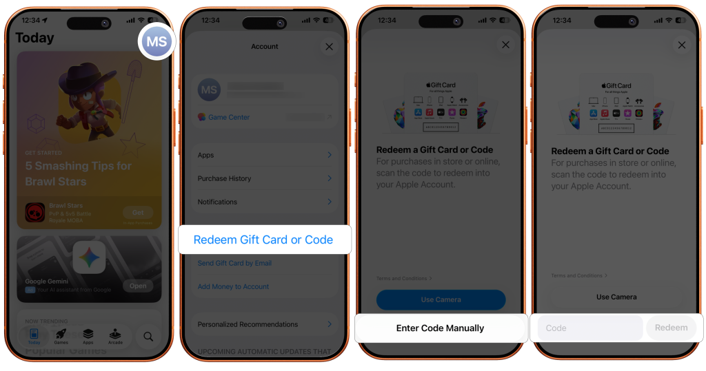 آموزش وارد کردن گیفت کارت اپل در آیفون و آیپد